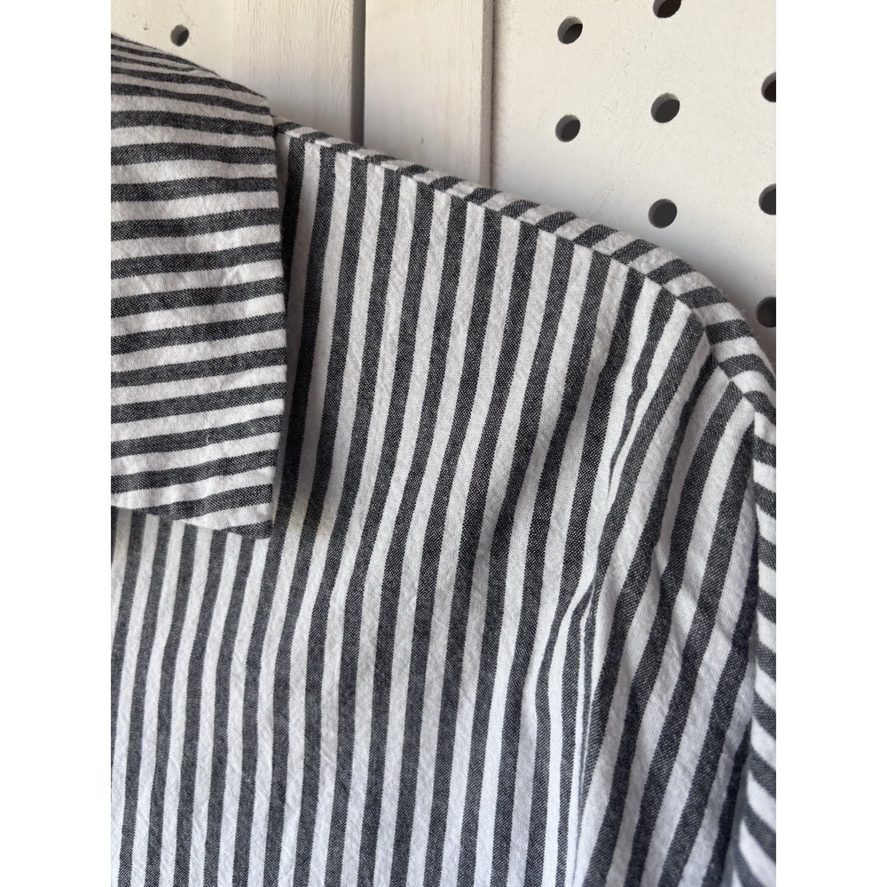 Chouyatou Dress Womens M Oversized Long SLV Cotton Striped Button Up Minimalist - Picture 2 of 7